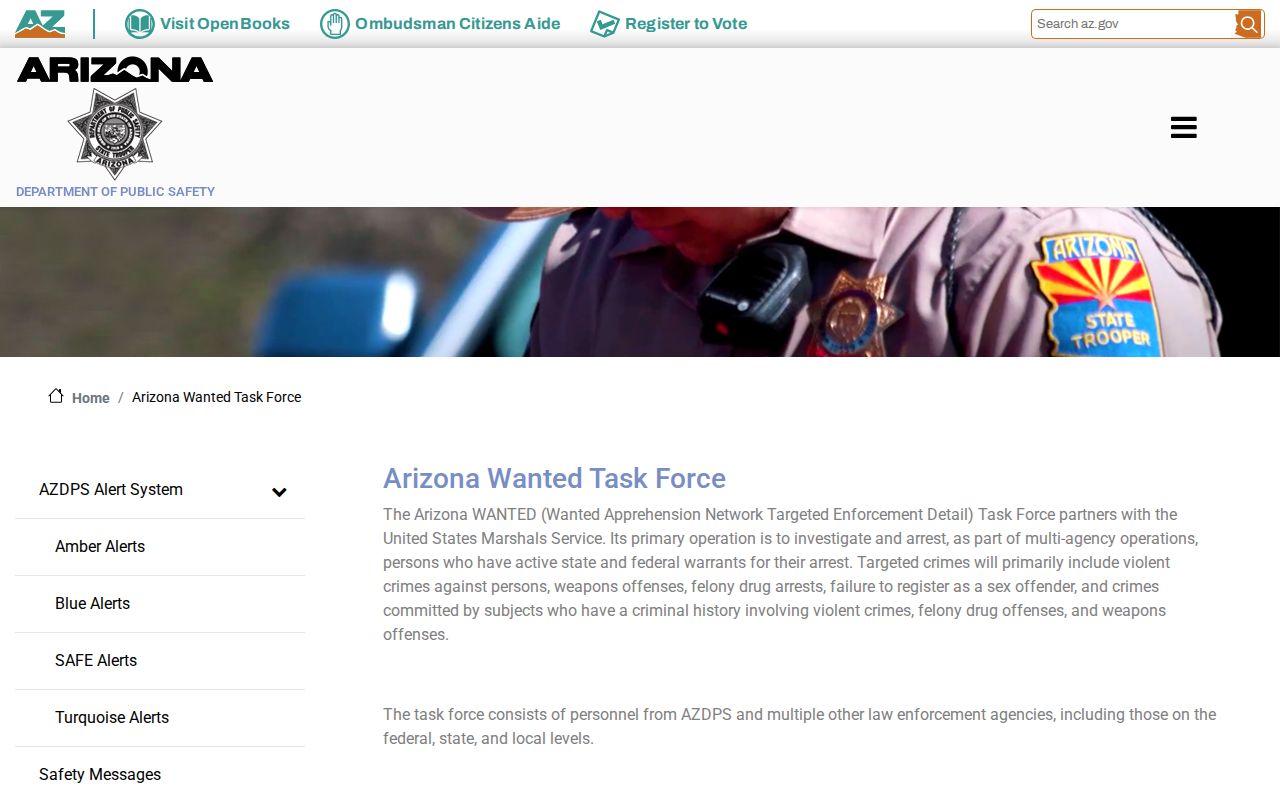 Arizona Department of Public Safety description of the WANTED Task Force program